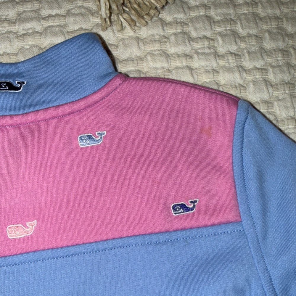 Vineyard Vines Blue and Pink Kids Quarter-Zip Sweatshirt - Picture 6 of 6